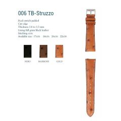 CINTURINO VERO STRUZZO TRANCIATO BOMBATO NERO