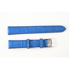 CINTURINO STAMPA ALLIGATORE BOMBATO PUNTA QUADRA AZZURRO