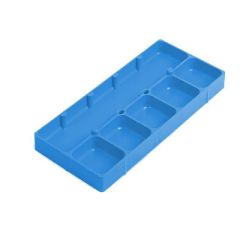 VASSOIO IN PLASTICA IMPILABILE CON 6 SCOMPARTI BLU