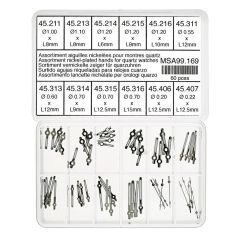 ASSORTIMENTO DI LANCETTE PER OROLOGI, COLORE NICHEL 60 PEZZI